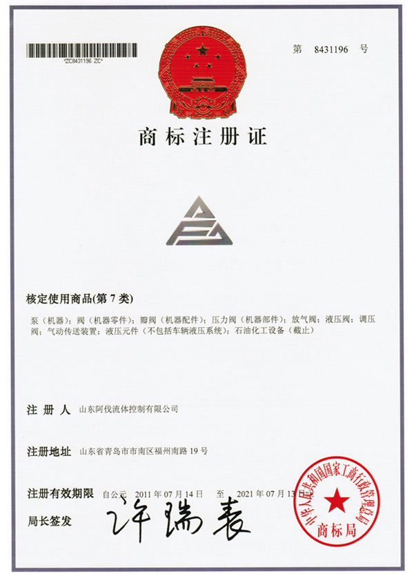 Trademark registration certificate